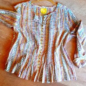 Anthro Maeve Floral Cottagecore shirt blouse